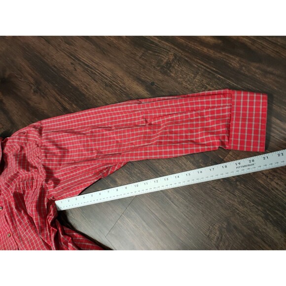 Ariat Pro Series Shirt Button Up XL Red Plaid Long Sleeve Logo Fitted Mens - Picture 9 of 11